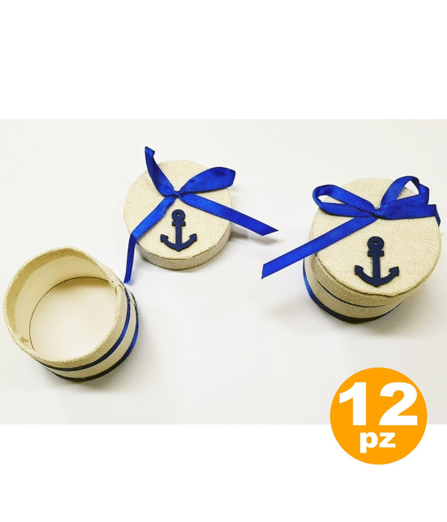 Set Bomboniere Scatola Ancora Blu Marino Porta Confetti X Matrimonio Compleanno         