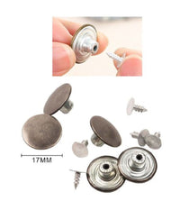 Set Bottoni Bottone Liscio Per Pantaloni Giacca Jeans à¸ 17mm Perni Argento 52990         