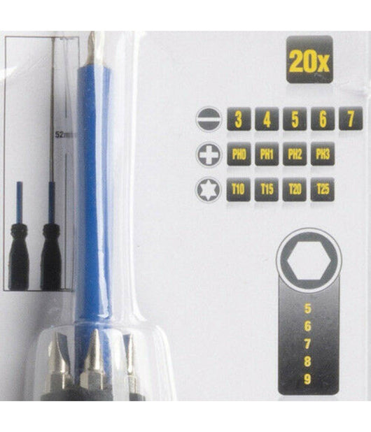 Set Cacciavite Con 19 Punte Intercambiabili Con Punta Magnetica Accessori         