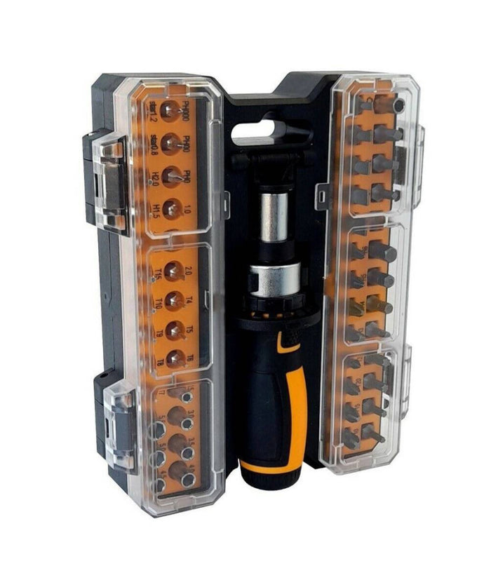 Set Cacciavite Con Cricchetto 53 Pezzi Inserti Ph Torx Taglio Croce         