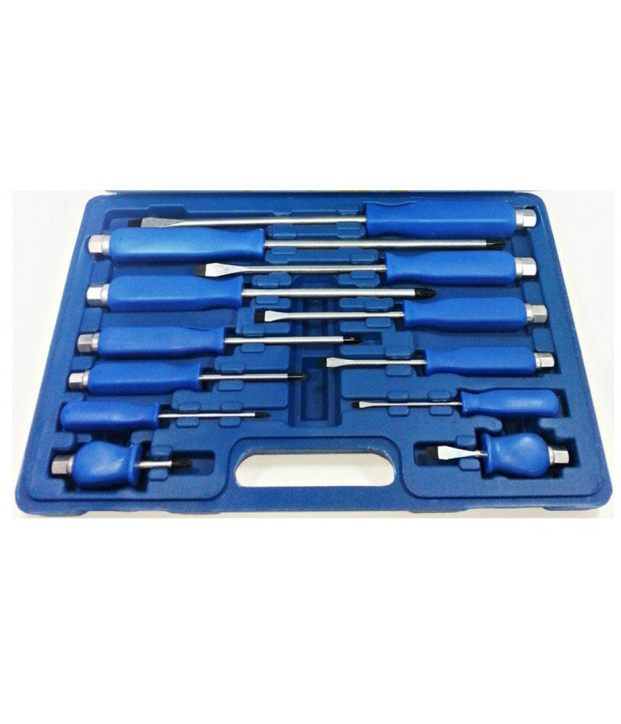 Set Cacciaviti 12 Pz. Cromo Vanadio Calamitati In Valigetta Di Plastica         