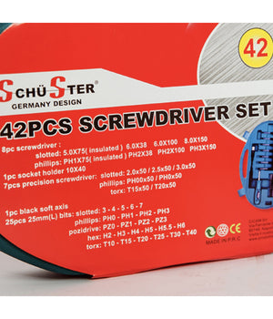 Set Cacciaviti E Punte Kit 42 Pezzi Chrome Vanadium Con Cacciavite Di Precisione         