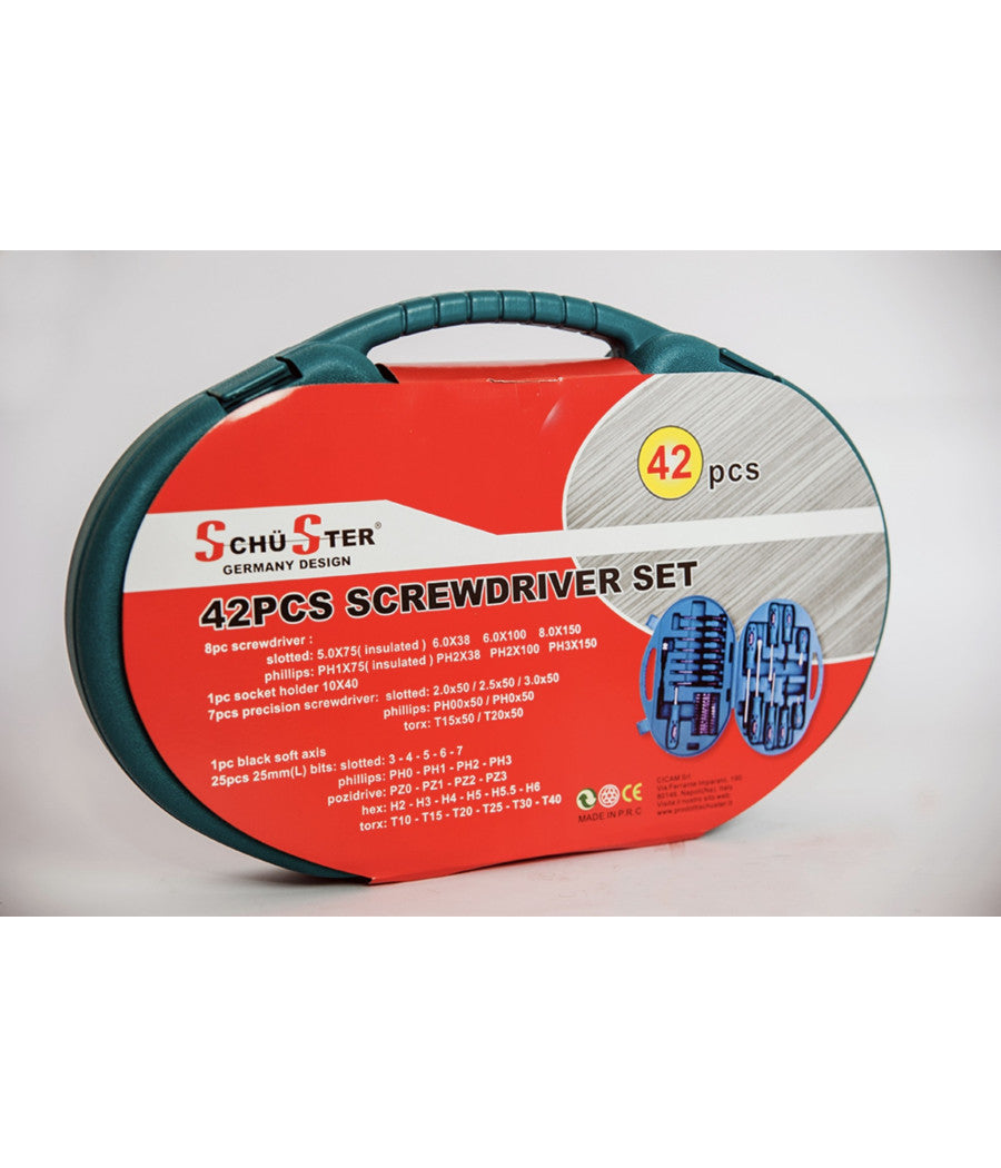Set Cacciaviti E Punte Kit 42 Pezzi Chrome Vanadium Con Cacciavite Di Precisione         