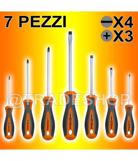 Set Cacciaviti Giraviti Kit 7 Pezzi 3 A Stella E 4 A Taglio Professionali         