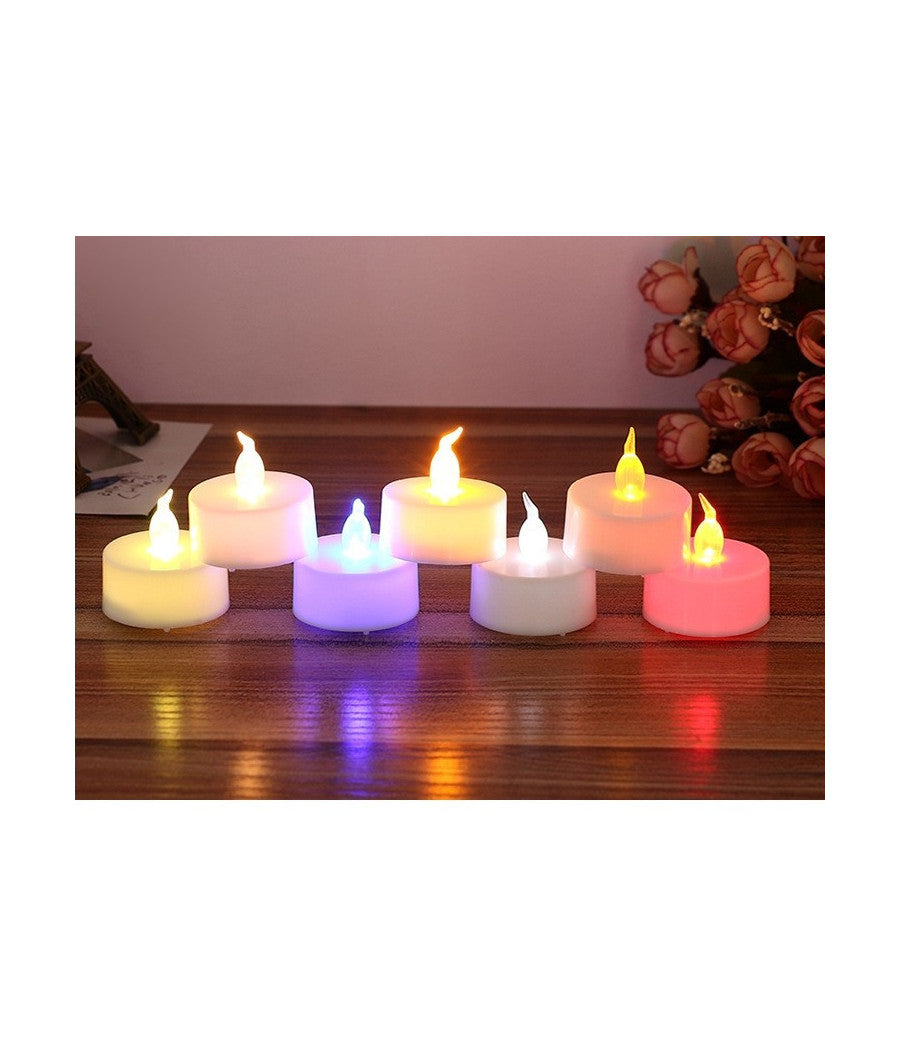 Set Candele Candeline A Batteria Tea Light A Led Multicolore Rgb Effetto Fiamma         