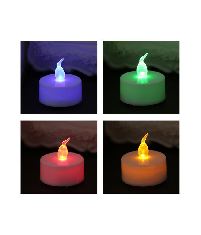 Set Candele Candeline A Batteria Tea Light A Led Multicolore Rgb Effetto Fiamma         