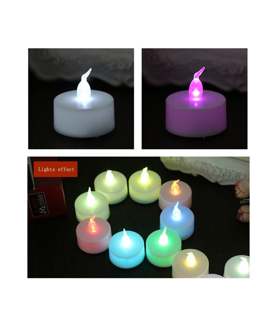 Set Candele Candeline A Batteria Tea Light A Led Multicolore Rgb Effetto Fiamma         