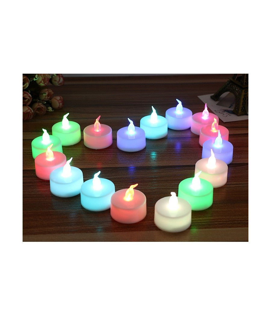 Set Candele Candeline A Batteria Tea Light A Led Multicolore Rgb Effetto Fiamma         