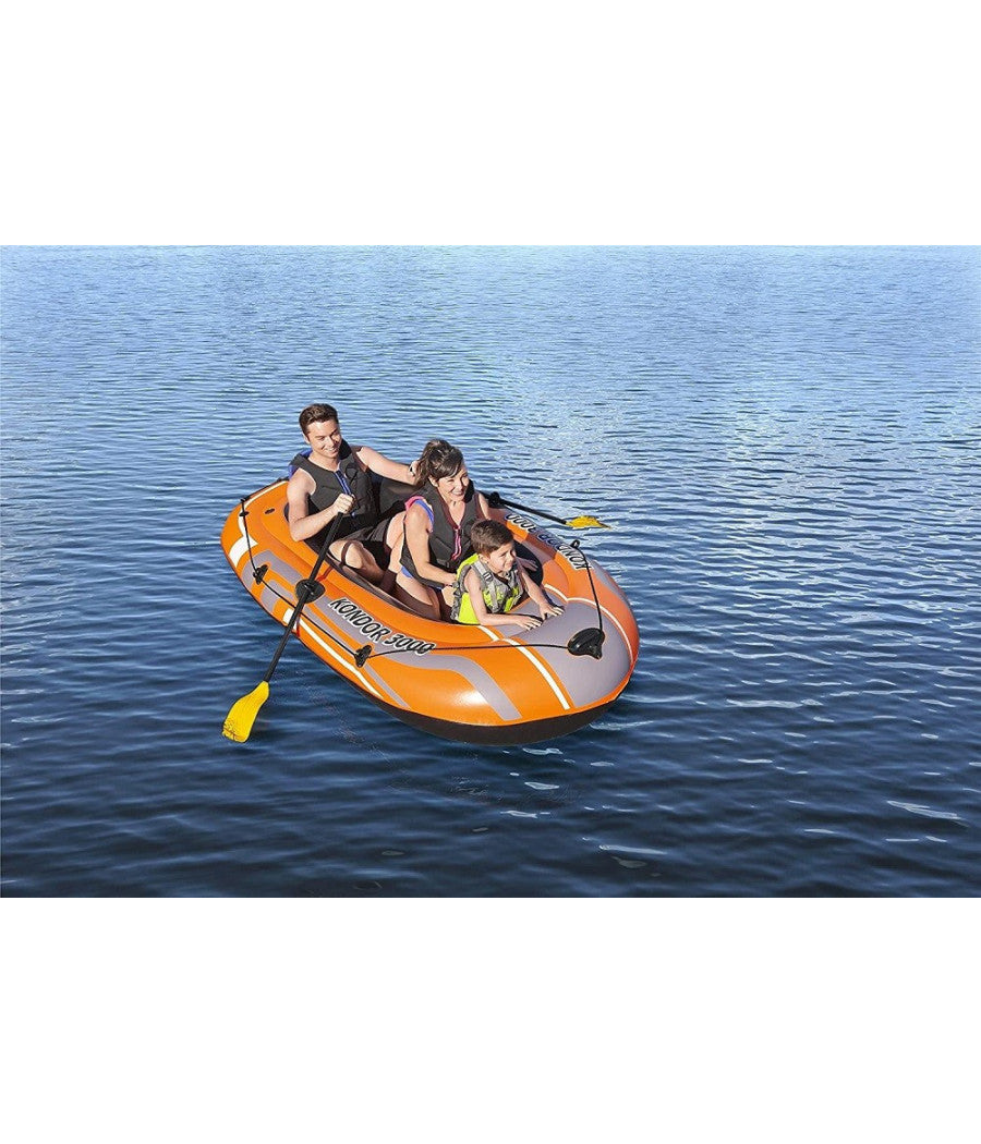 Set Canotto Gommone Kondor 3000 232x115x36cm Con Remi 124 Cm Pompa Manuale 61102         