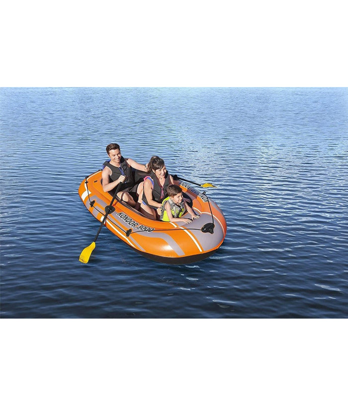 Set Canotto Gommone Kondor 3000 232x115x36cm Con Remi 124 Cm Pompa Manuale 61102         