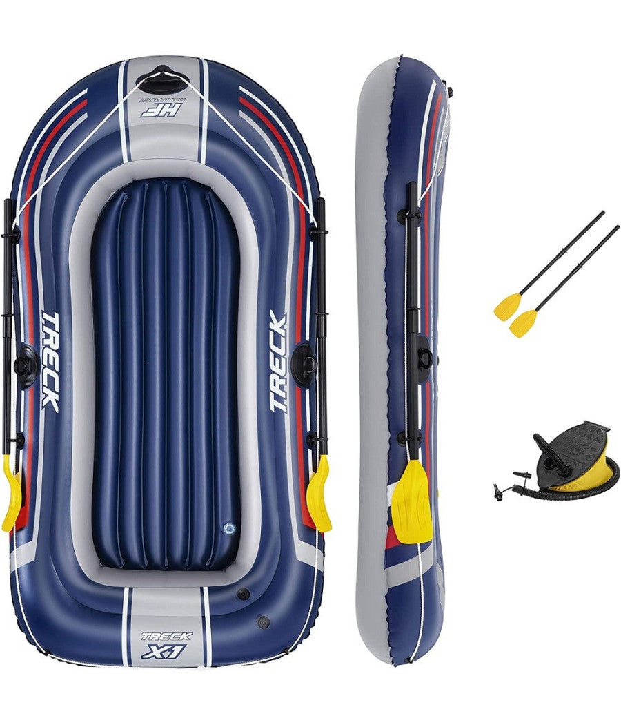 Set Canotto Gonfiabile Gommone Treck X1 228x121x36cm Con Remi Pompa Pedale 61083         