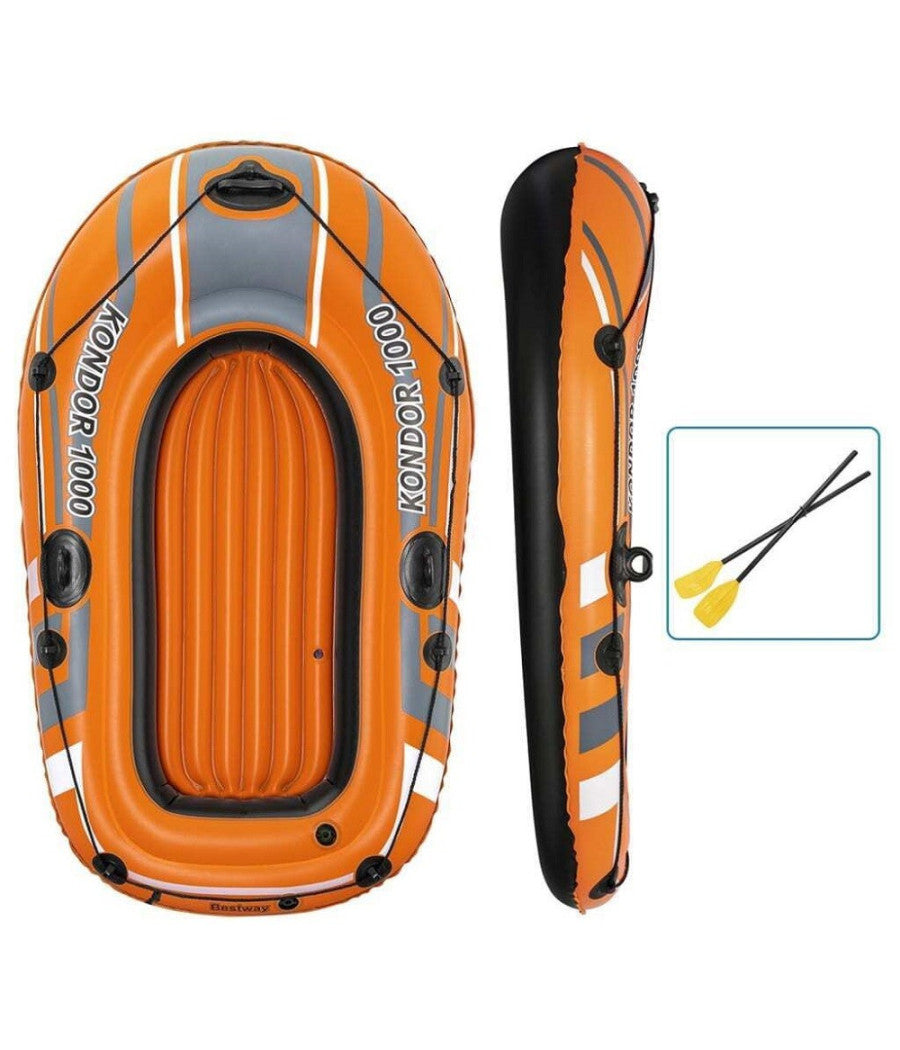 Set Canotto Kondor 1000 Con Remi Gommone Gonfiabile 155x93cm Per 1 Persona 61078         