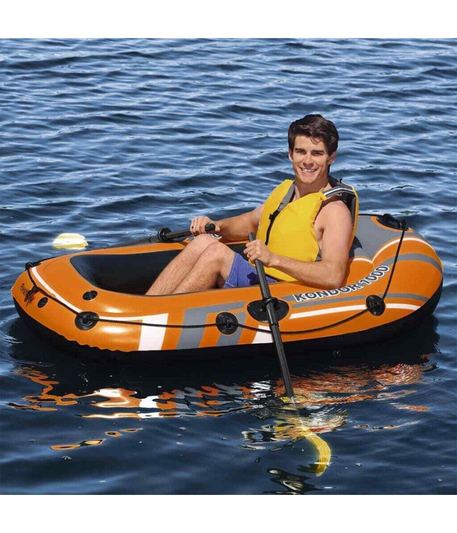 Set Canotto Kondor 1000 Con Remi Gommone Gonfiabile 155x93cm Per 1 Persona 61078         