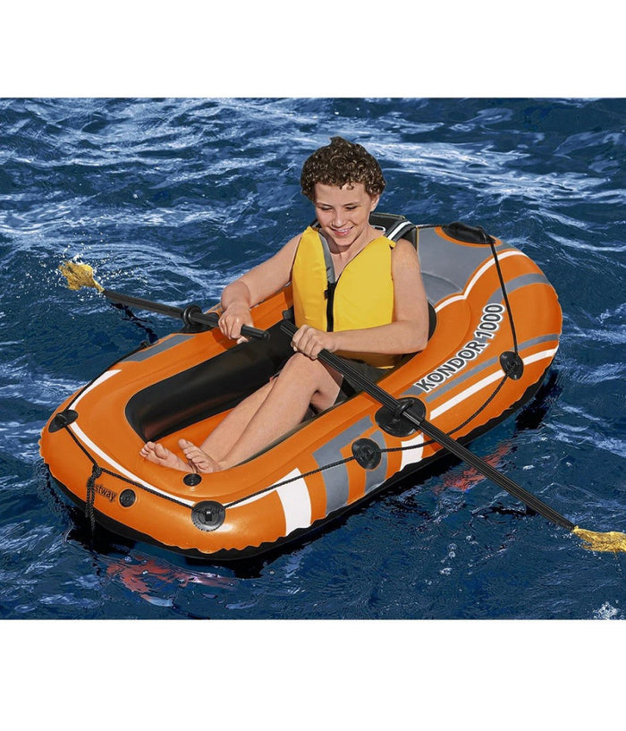 Set Canotto Kondor 1000 Con Remi Gommone Gonfiabile 155x93cm Per 1 Persona 61078         