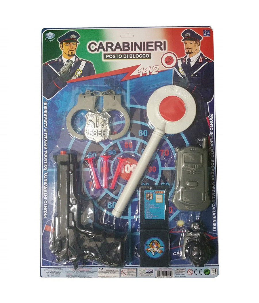 Set Carabinieri Pistola Manette Paletta Distintivo Radio Bambini Bimbo Eta' 3+         