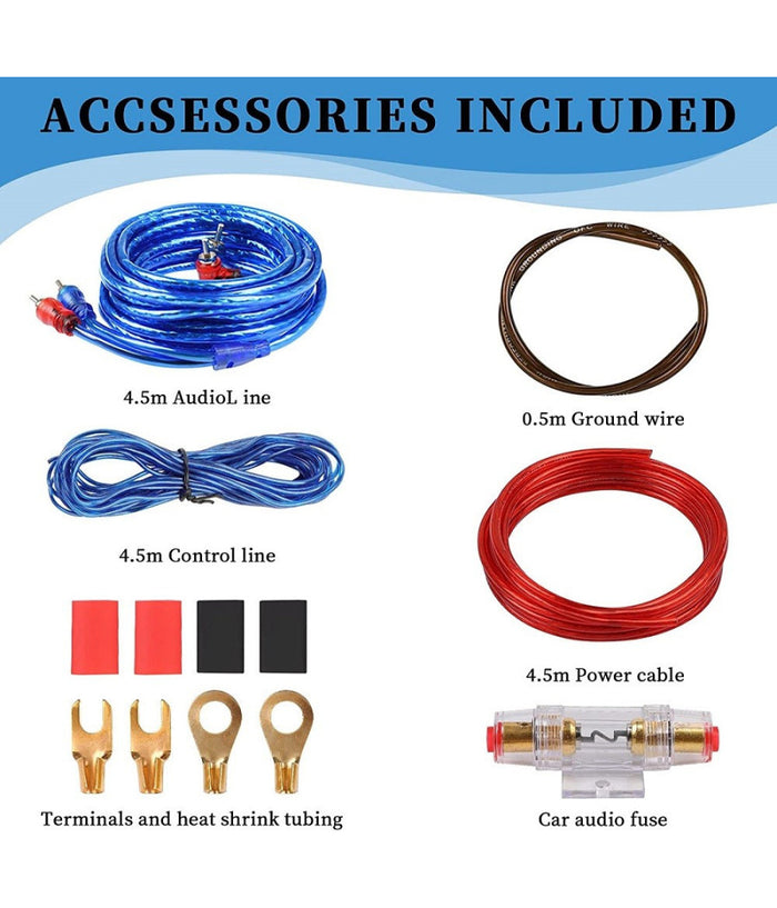 Set Cavi Per Amplificatori Auto 8ga Cablaggio Amplificatore Subwoofer Audio Amp         