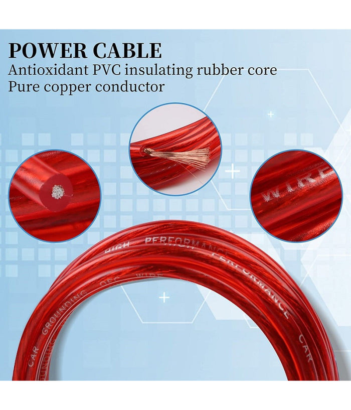 Set Cavi Per Amplificatori Auto 8ga Cablaggio Amplificatore Subwoofer Audio Amp         