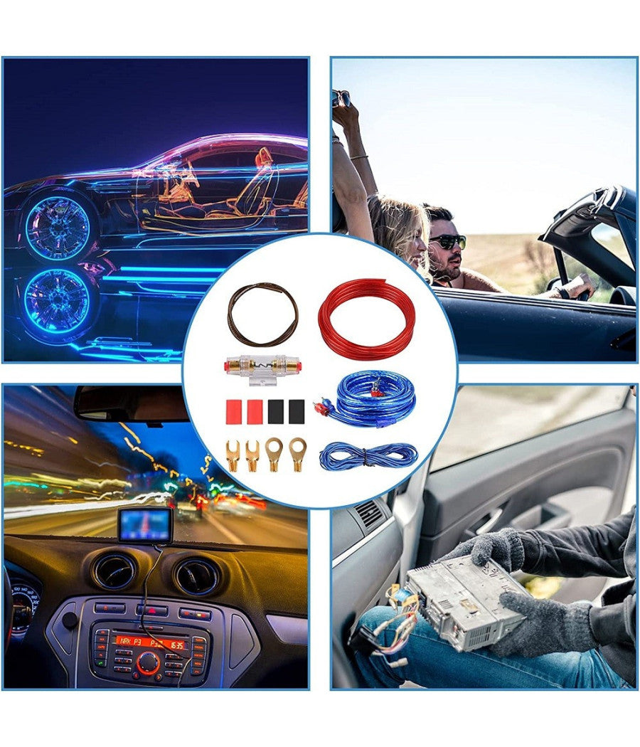 Set Cavi Per Amplificatori Auto 8ga Cablaggio Amplificatore Subwoofer Audio Amp         