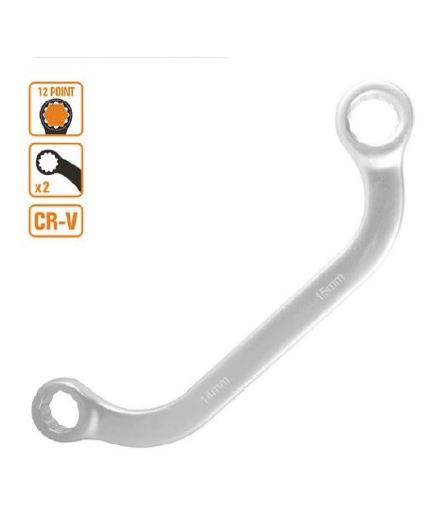 Set Chiave Fissa Poligonale Doppia A U Da 14-15 Mm Cromata Chrome Vanadium 97693         