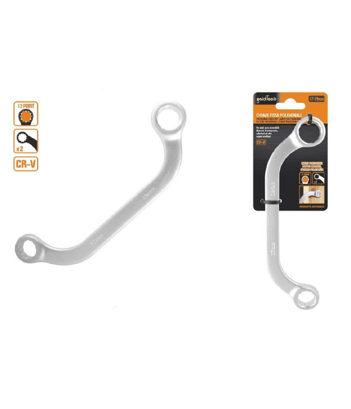 Set Chiave Fissa Poligonale Doppia A U Da 17-19 Mm Cromata Chrome Vanadium 97694         