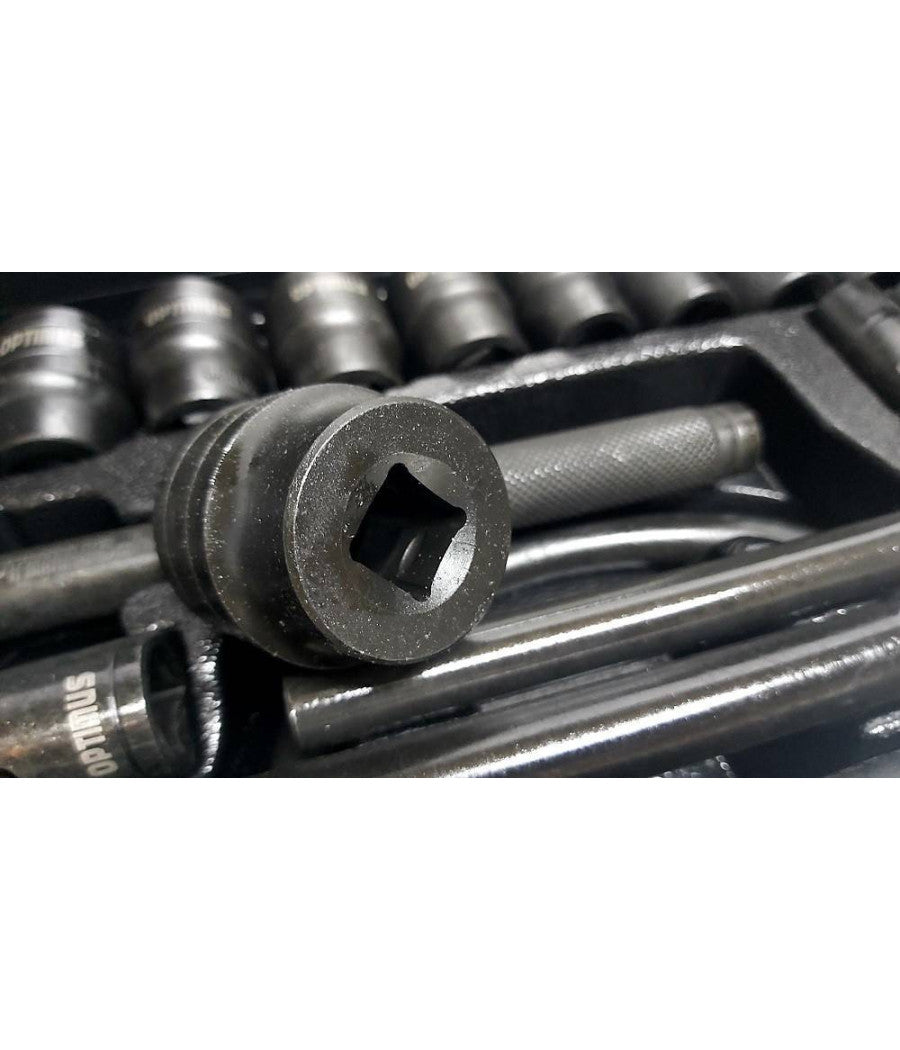 Set Chiavi A Bussola 24 Pezzi Con Cricchetto Reversibile 1/2'' Prolunghe Valigia         