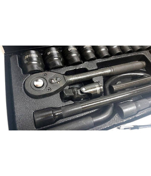 Set Chiavi A Bussola 24 Pezzi Con Cricchetto Reversibile 1/2'' Prolunghe Valigia         