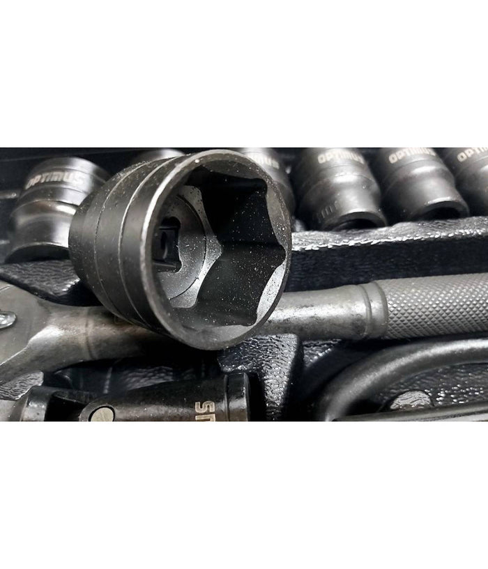 Set Chiavi A Bussola 24 Pezzi Con Cricchetto Reversibile 1/2'' Prolunghe Valigia         