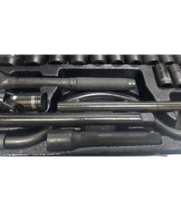 Set Chiavi A Bussola 24 Pezzi Con Cricchetto Reversibile 1/2'' Prolunghe Valigia         