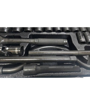 Set Chiavi A Bussola 24 Pezzi Con Cricchetto Reversibile 1/2'' Prolunghe Valigia         