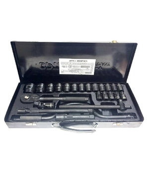 Set Chiavi A Bussola 24 Pezzi Con Cricchetto Reversibile 1/2'' Prolunghe Valigia         