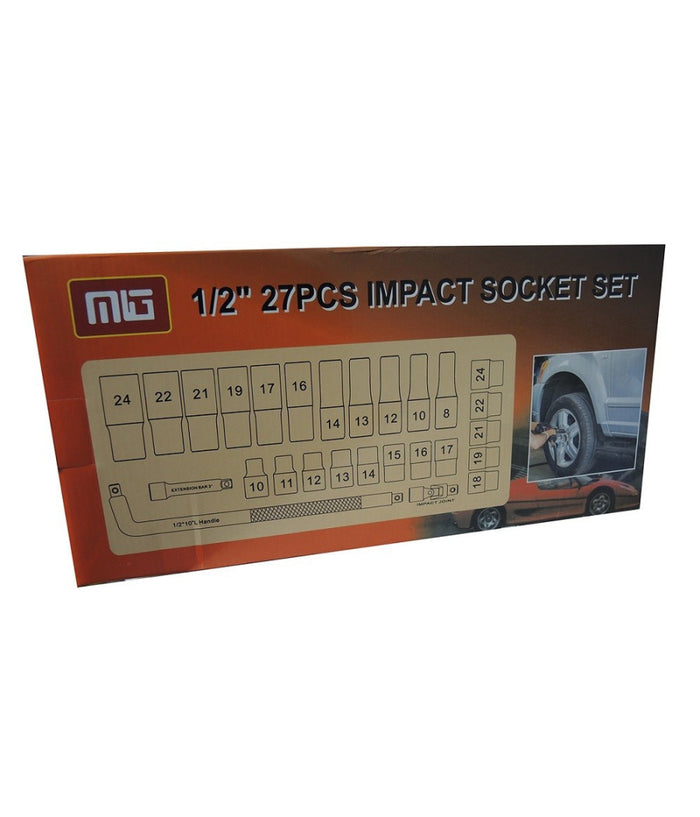 Set Chiavi A Bussola Ad Impatto 27 Pz 1/2' Inserti Misti Chiave A L Mig-2045         