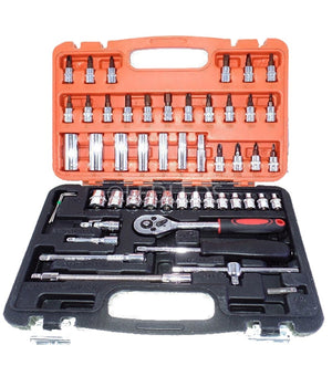 Set Chiavi A Bussola Con Cricchetto 53 Pezzi Chrome Vanadium In Valigetta         