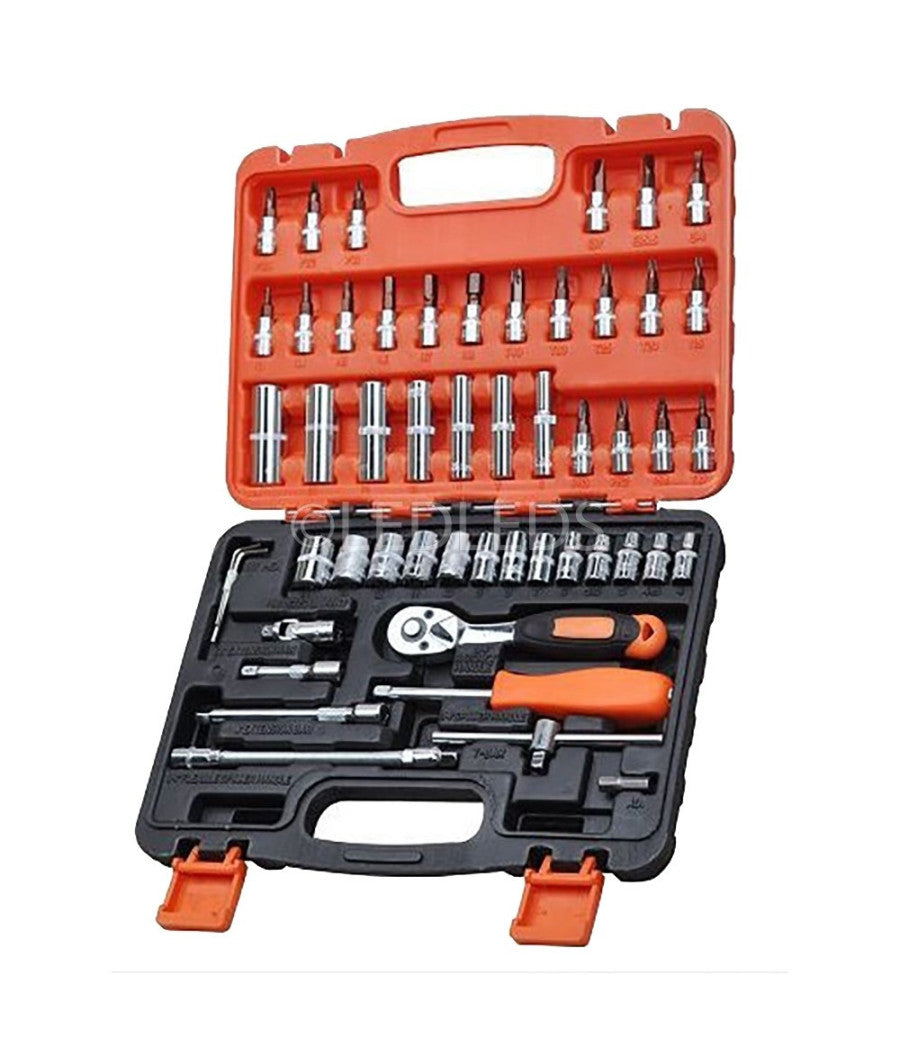 Set Chiavi A Bussola Con Cricchetto 53 Pezzi Chrome Vanadium In Valigetta         