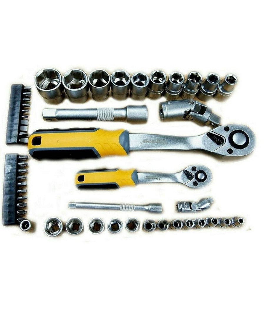 Set Chiavi A Bussola Con Cricchetto Reversibile Prolunghe 50 Pezzi 1/4" 1/2"         