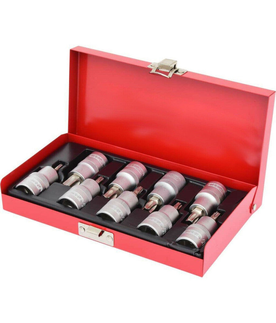 Set Chiavi A Bussola Torx 9pz 1/2" T20-25-27-30-40-45-50-55-60 T20-t60 Box         