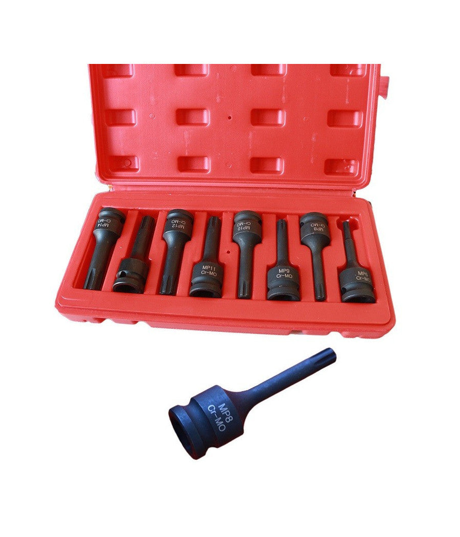 Set Chiavi Bussola Ad Impatto 1/2 Attacco Mp 8 Pz Per Avvitatore Pneumatico         