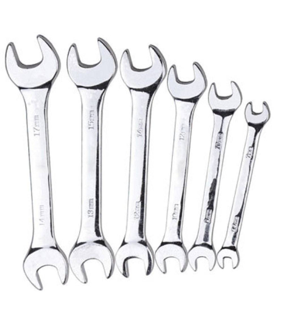 Set Chiavi Inglesi 6 Pz Doppie A Forchetta 5.5-17 Mm Acciaio Cromo Vanadio         
