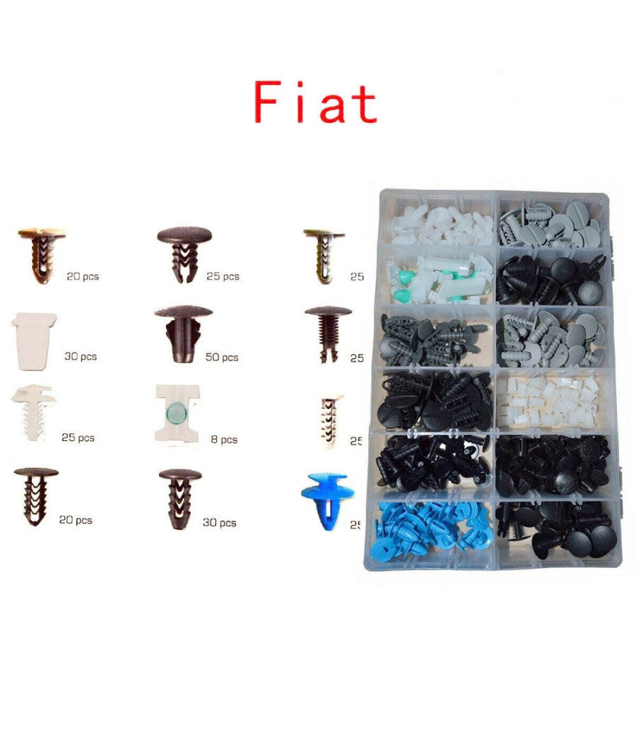Set Clip Di Fissaggio Per Auto Fiat Confezione 308 Pezzi Ricambi Plastica         