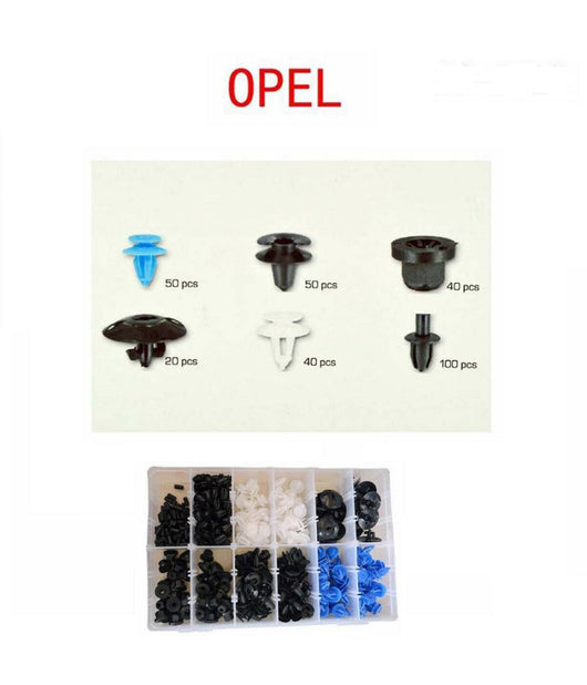 Set Clip Di Fissaggio Per Auto Opel Confezione 300 Pezzi Ricambi Plastica         