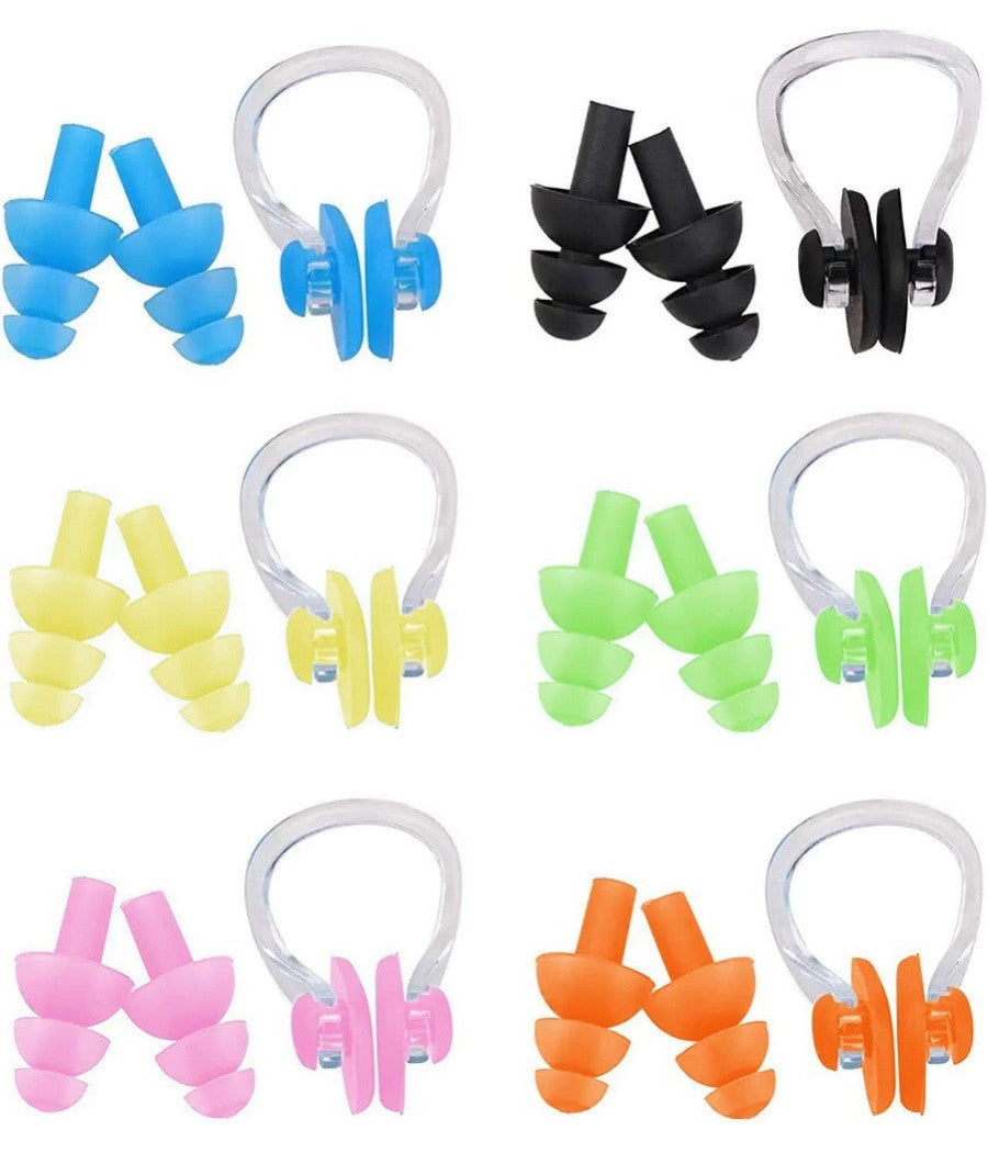 Set Clip Naso Nuoto + Tappi Per Orecchie Immersioni Subacquee Assortiti 605431         