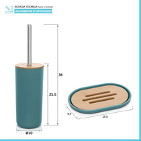 Set completo accessori bagno da appoggio acquamarina in abs e bambù Surf