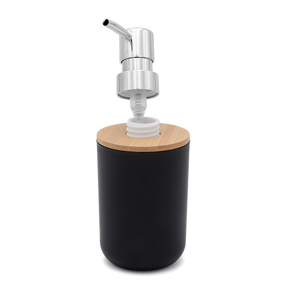 Set completo accessori bagno da appoggio in abs nero e bambù Surf