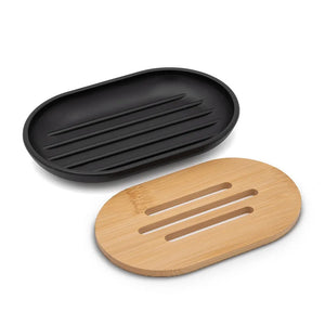 Set completo accessori bagno da appoggio in abs nero e bambù Surf