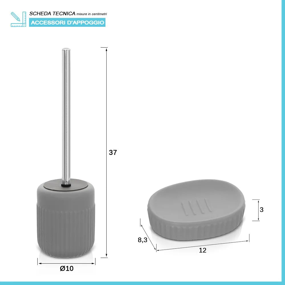 Set completo accessori bagno grigio in ceramica Cup