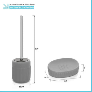 Set completo accessori bagno grigio in ceramica Cup