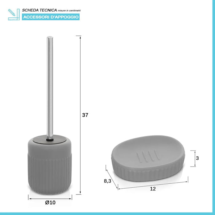 Set completo accessori bagno grigio in ceramica Cup