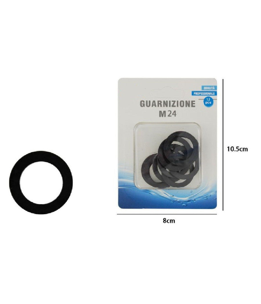 Set Confezione 12 Pz Guarnizioni M24 Nere Per Aeratori Rubinetto Idraulica 69382         