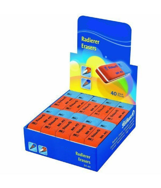 Set Confezione 40 Pezzi Gomme Per Cancellare Rosso Blu Br40 Per Scuola Ufficio         