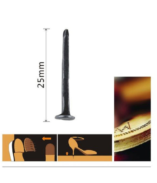 Set Confezione 60 Gr Chiodi Per Scarpe 25mm Neri Per Riparazioni Calzolaio 90891         
