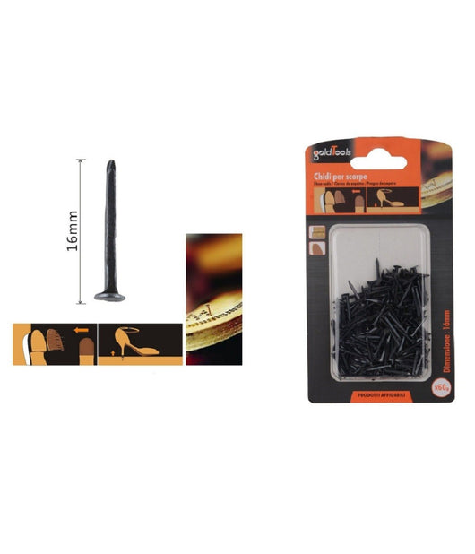 Set Confezione 60gr Chiodi Per Scarpe 16 Mm Neri Per Riparazioni Calzolaio 90888         